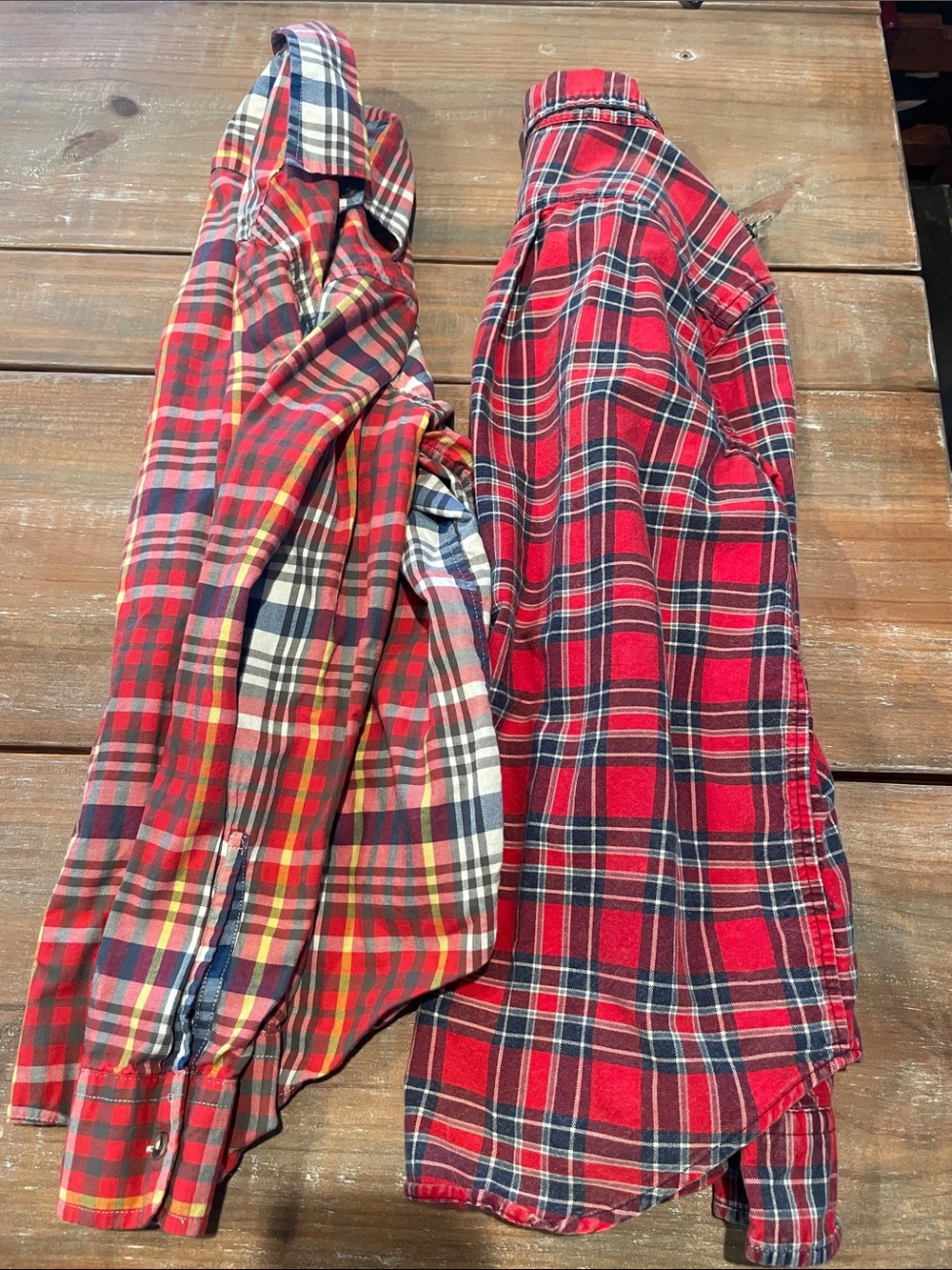 Lot of two Boys Ralph Lauren red plaid dress shirts, size 10-12.